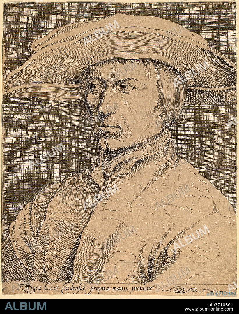 STYLE OF LUCAS VAN LEYDEN AFTER ALBRECHT DÜRER. Self-Portrait. Dated: 1525. Medium: etching.