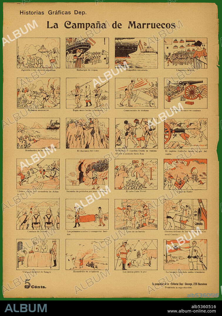 Aleluya. La campaña de Marruecos. Grabado popular de 1900.