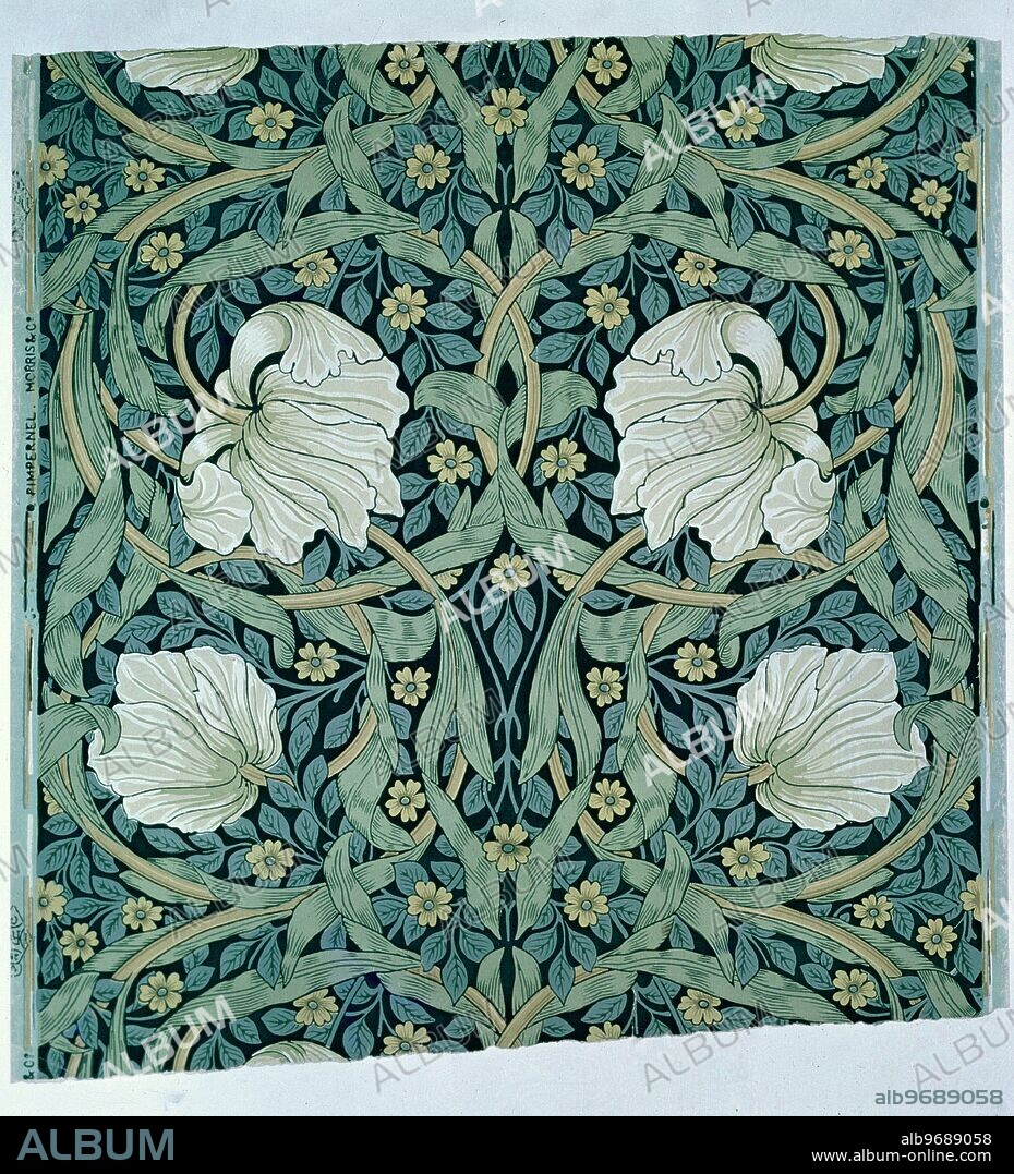 Pimpernel wallpaper design, 1876 . Artist Morris, William (1834-96) . Location Private Collection . William Morris (March 24, 1834 - October 3, 1896) was one of the principal founders of the British Arts and Crafts Movement and is best known as a designer of wallpaper and patterned fabrics, a writer of poetry and fiction, and a pioneer of the socialist movement in Britain.. ©TopFoto.