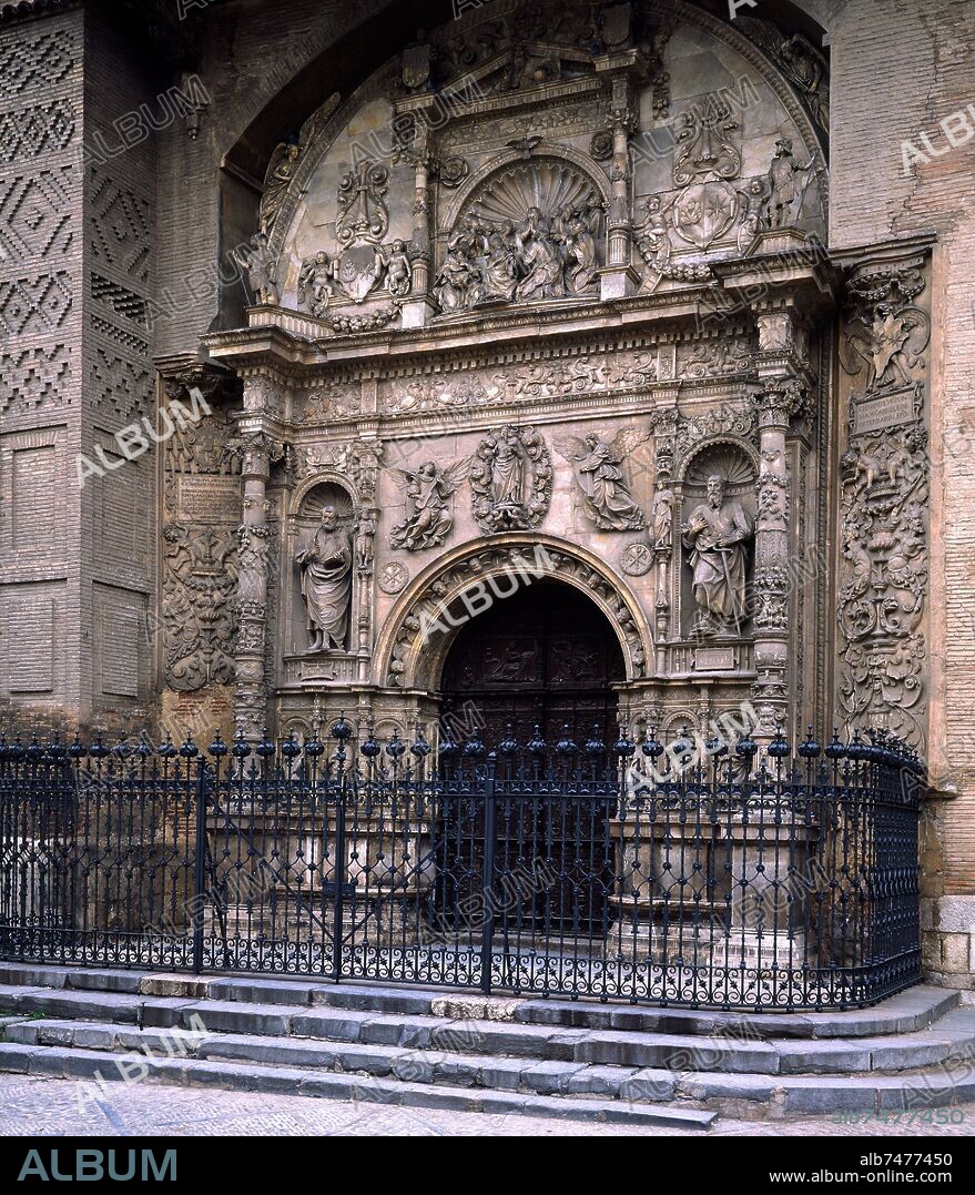 JUAN TALAVERA Y HEREDIA (1880-1960). PORTADA RETABLO DE LA COLEGIATA DE SANTA MARIA LA MAYOR DE CALATAYUD - SIGLO XVI - ESTILO PLATERESCO.