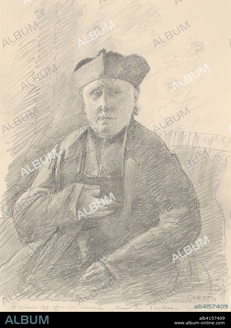 Portrait of Abbé Jouveau. Jean-Baptiste-Camille Corot; French, 1796-1875. Date: 1875. Dimensions: 314 × 235 mm. Graphite, with traces of charcoal, on ivory wove paper. Origin: France.
