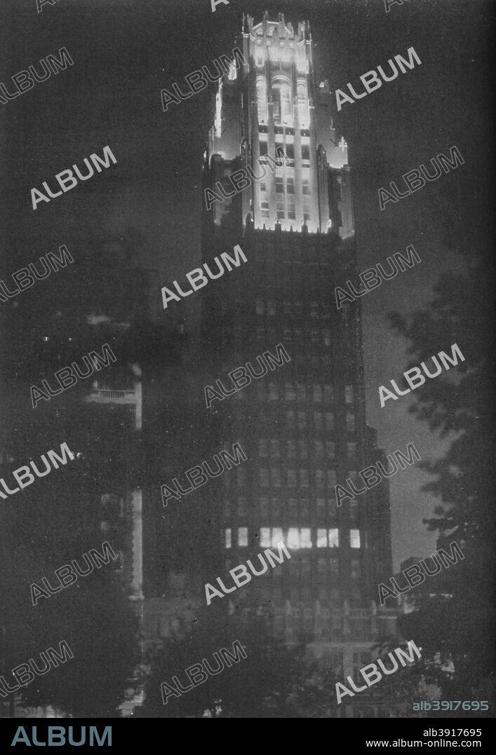 American Radiator Company Building, New York, 1925. Designed by John Mead Howells and Raymond Hood in Gothic Art Deco style, the American Radiator Building was completed in 1924. It was converted into the Bryant Park Hotel in 2001. From The Architectural Forum Volume XLII. [Rogers and Manson, New York, 1925].