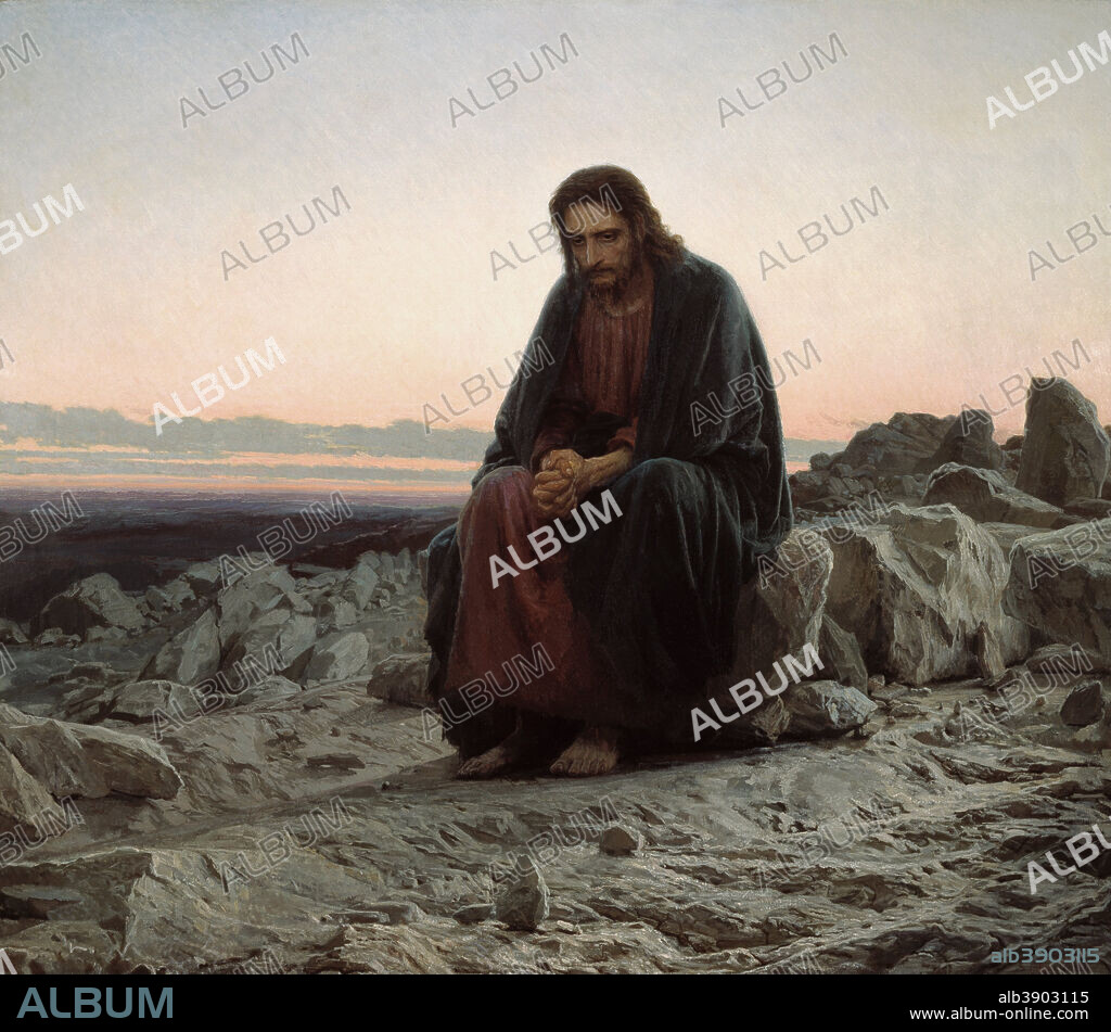 IVAN KRAMSKOI. Christ in the Wilderness. Date/Period: 1872. Painting. Oil on canvas. Height: 180 cm (70.8 in); Width: 210 cm (82.6 in).