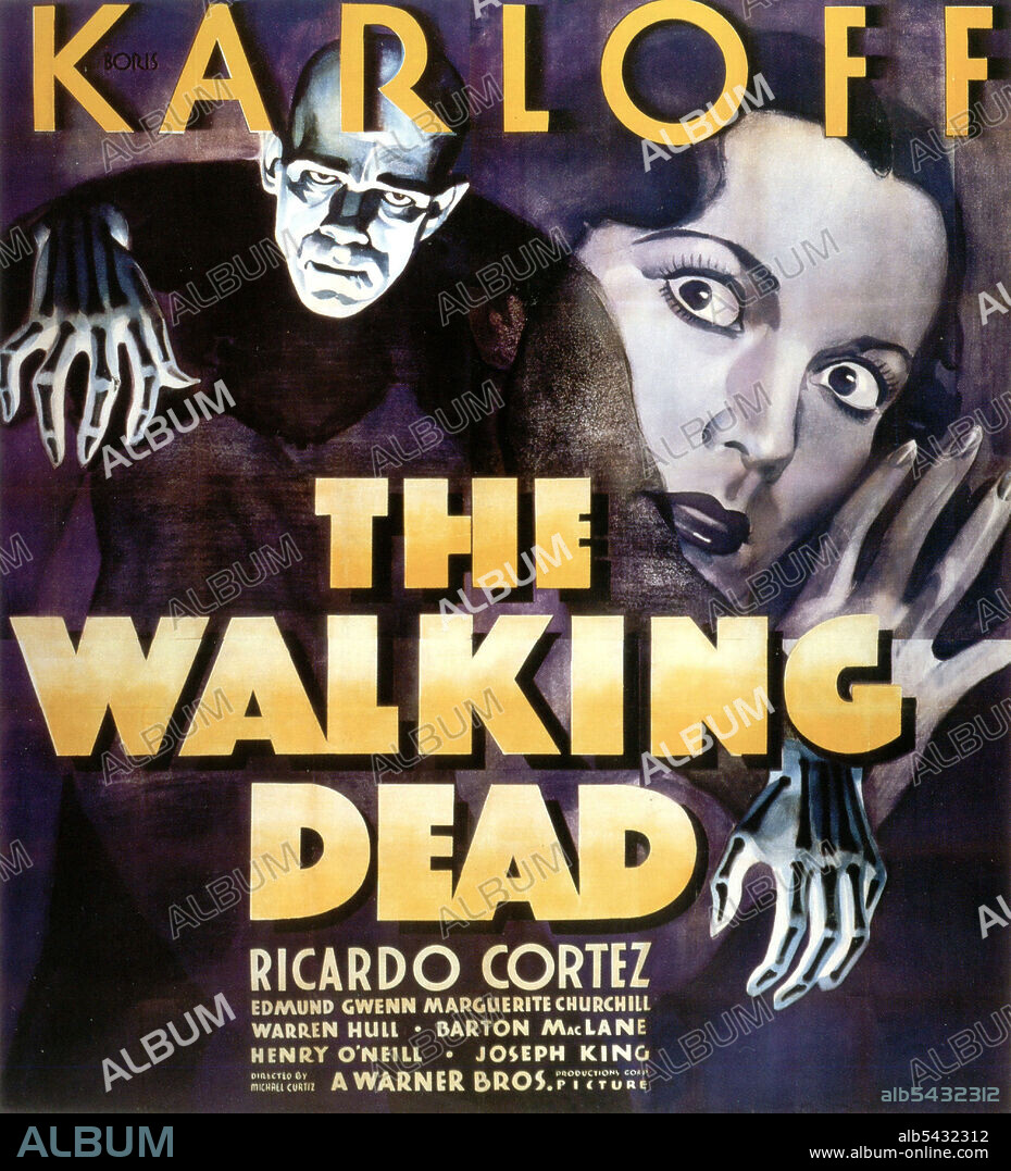 BORIS KARLOFF en LOS MUERTOS ANDAN, 1936 (THE WALKING DEAD), dirigida por MICHAEL CURTIZ. Copyright WARNER BROTHERS.