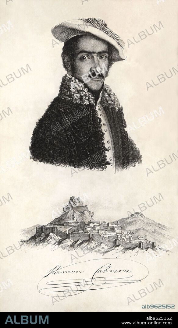 Ramon Cabrera and Grinyó, Count of Morella (Tortosa, 1806-Wentworth, 1877), Carlist general, engraving, 1840.