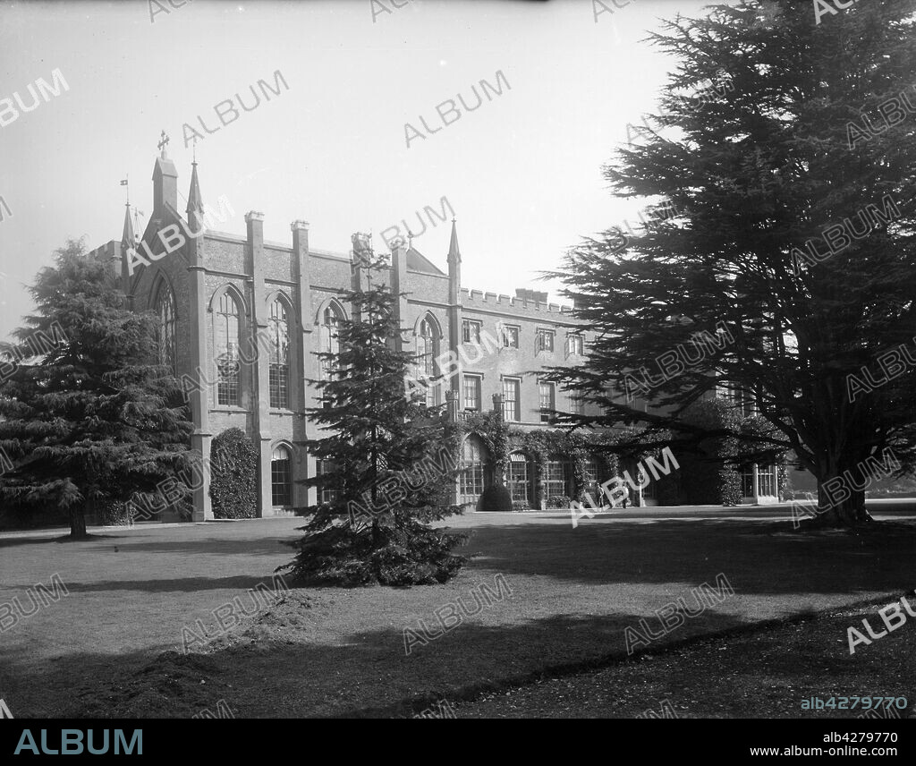 Cassiobury House, Cassiobury Park, Watford, Hertfordshire, 1860-1922. The south face of Cassiobury House, built c1546 and added to in the 17th and 18th centuries, showing the chapel. The house was demolished in 1927.