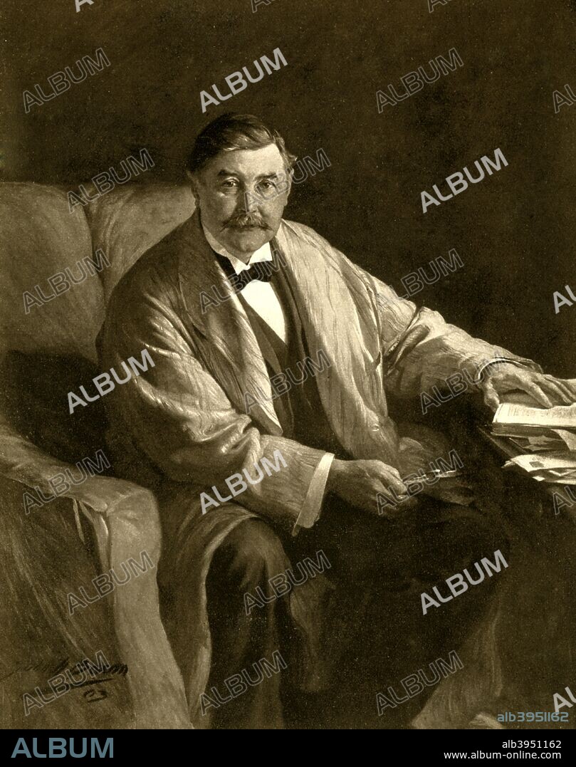 Thomas Power O'Connor, Irish journalist and MP, 1910. TP O'Connor (1848-1929) was a prominent Irish nationalist political figure. Supplement to The Bookman, 1910.