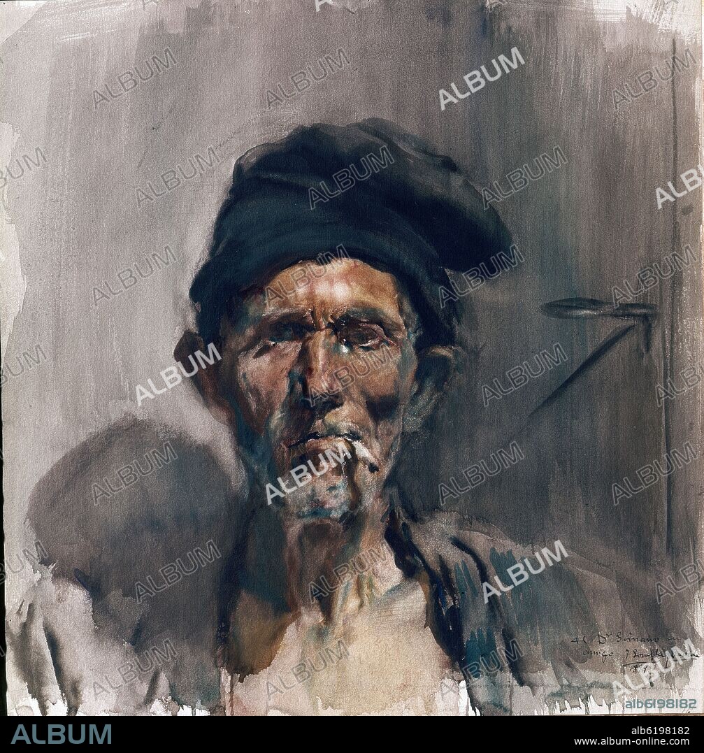 JOAQUIN SOROLLA. EL VIEJO DEL CIGARRILLO  (1899).ACUARELA/PAPEL,       50x65 CM CAT  464.