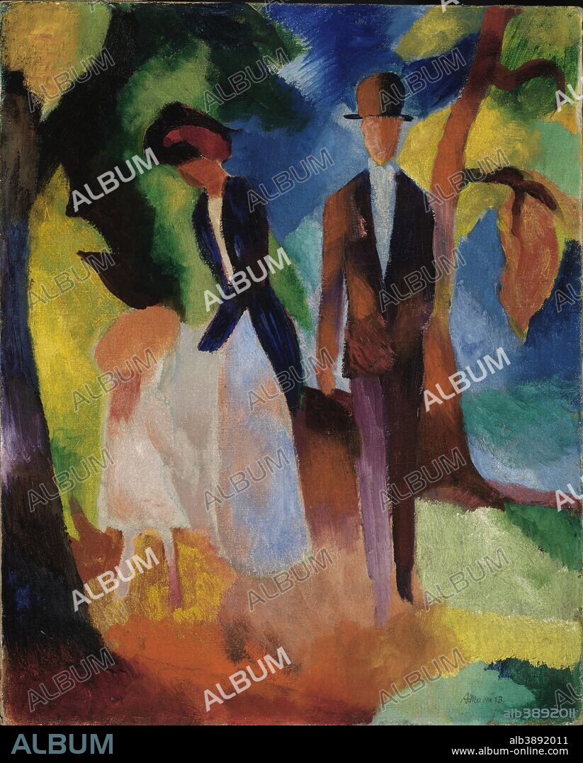 AUGUST MACKE. Leute am blauen See. Date/Period: 1913. Painting. Oil on canvas. Height: 60 cm (23.6 in); Width: 48.5 cm (19 in).