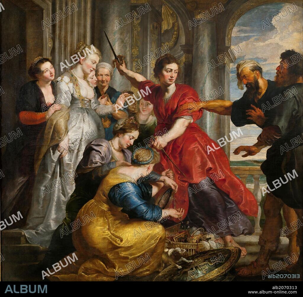 PETER PAUL RUBENS (and workshop). Pedro Pablo Rubens (and workshop) / 'Achilles Discovered by Ulysses and Diomedes', 1617-1618, Flemish School, Oil on canvas, 248,5 cm x 269,5 cm, P01661.
