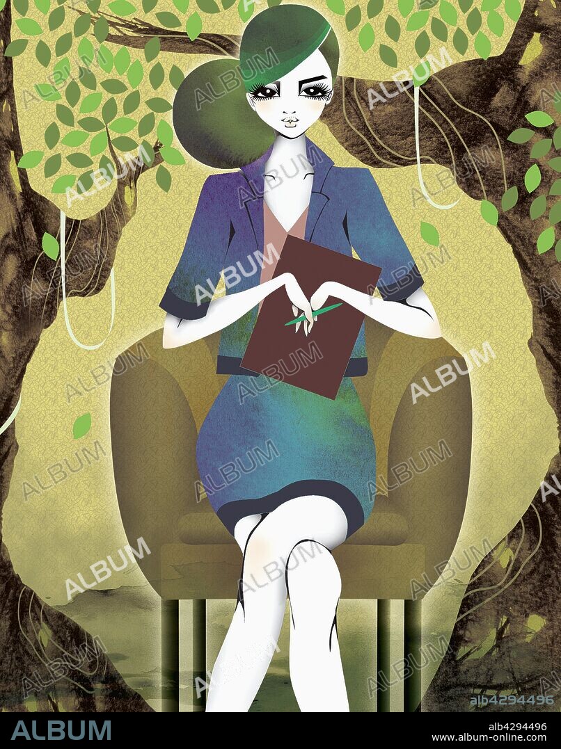Woman sitting chair with book.