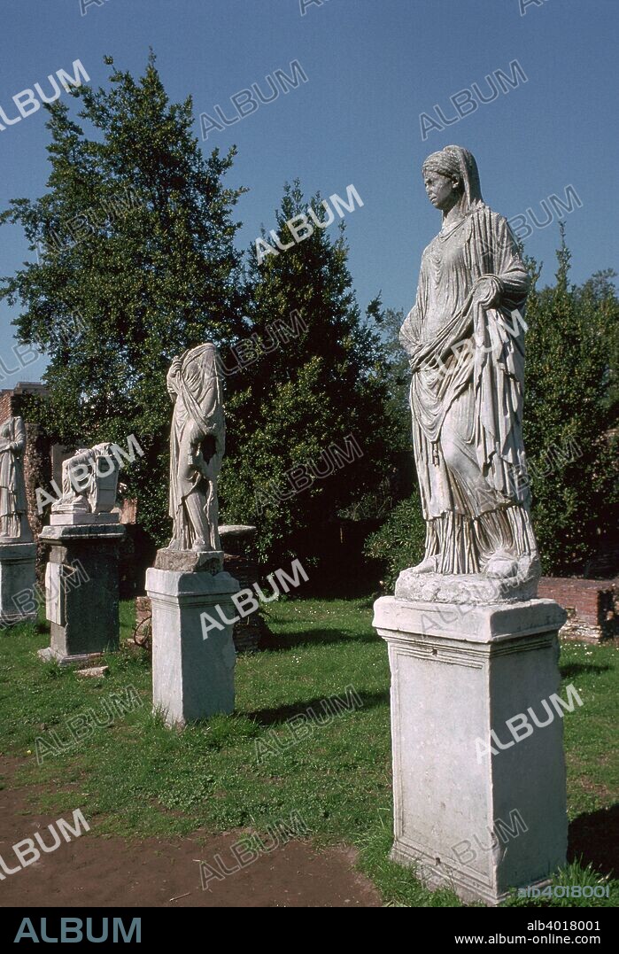 Statues of Vestal Virgins in the House of the Vestals, in the Roman forum, 1st century.