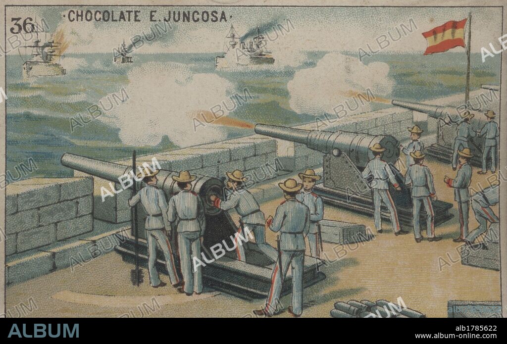 Guerra de Cuba (1896-1898). La batería de Socapa rechazando a los cruceros yankees.