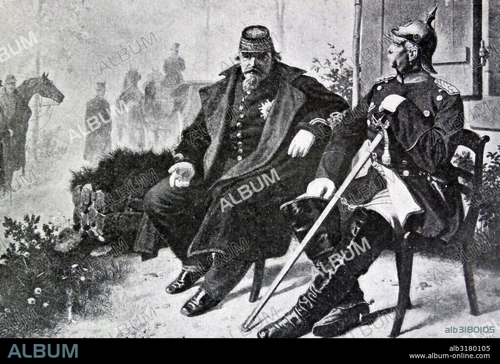 Painting depicting Emperor Napoleon III (1808-1873) and Count Otto von Bismarck (1815-1898). Dated 19th Century.