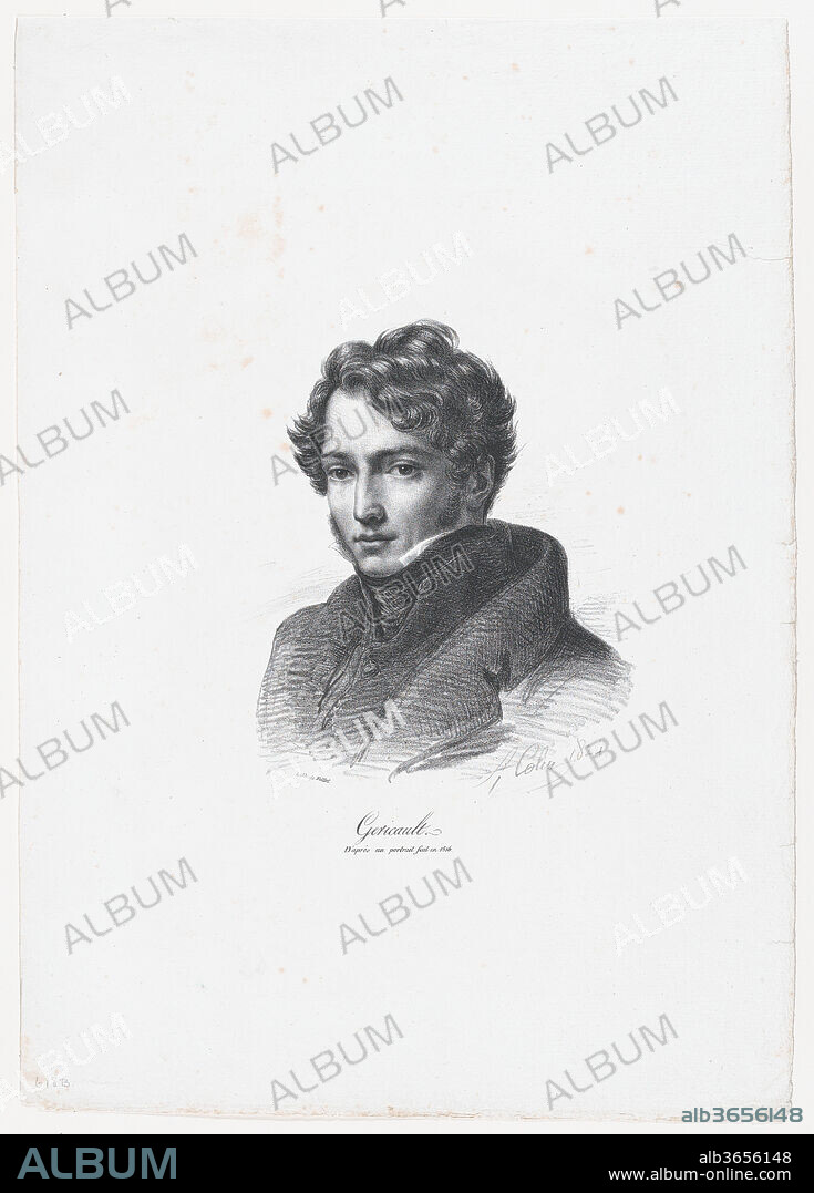 ALEXANDRE-MARIE COLIN and AFTER THÉODORE GERICAULT. Portrait of Théodore Gericault. Artist: Alexandre-Marie Colin (French, Paris 1798-1875 Paris); after Théodore Gericault (French, Rouen 1791-1824 Paris). Dimensions: Sheet: 16 3/8 × 11 9/16 in. (41.6 × 29.3 cm). Printer: Feillet (French, active 1822-28). Date: 1824.