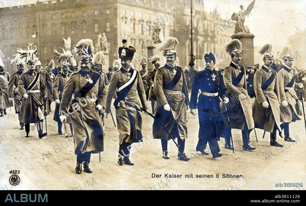 WWI, Kaiser Wilhelm II with His Six Sons