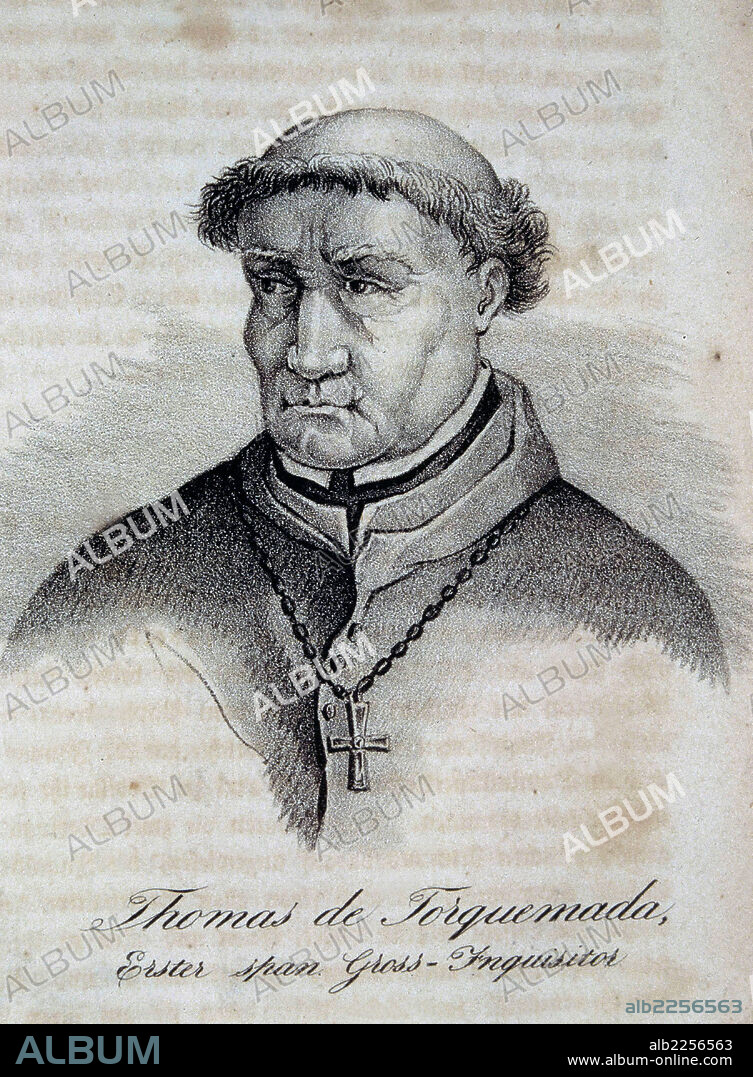 TORQUEMADA , TOMAS. INQUISIDOR GENERAL DE CASTILLA Y LEON. AVILA 1428 - 1498. GRABADO RETRATO.