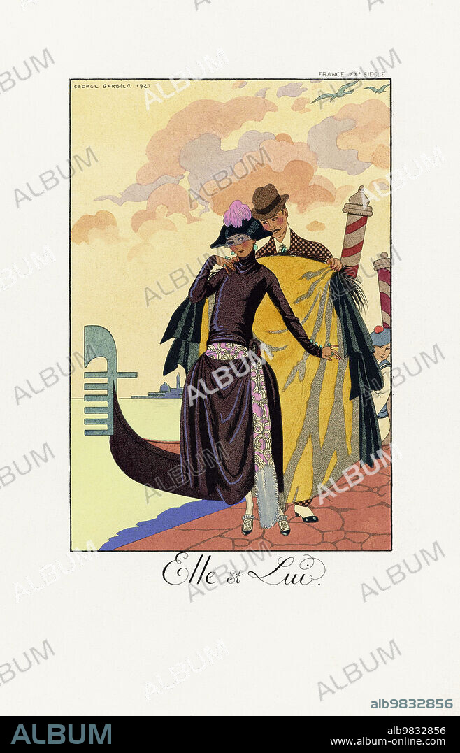 Les Liaisons Dangereuses. Dangerous Liaisons. After a work by French illustrator George Barbier, 1882 - 1932 for a 1934 edition of Pierre Choderlos de Laclos's 1782 novel Les Liaisons Dangereuses.