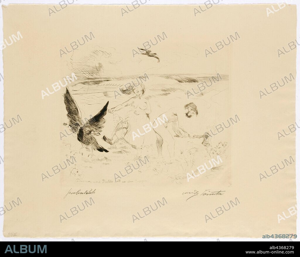 The Curse, 1911, drypoint (WZ: J W. ZANDERS), proof, single condition, leaf: 39 x 49.5 cm (largest mass) |, Plate: 25 x 30 cm, inscribed in the plate in the middle below within the representation: he should carry you thorns and thistles, r., signed in pencil with the inscription: Lovis Corinth, l, ., under the representation in pencil designates: proof, Lovis Corinth, Tapiau/Ostpreussen (heute Gwardjesk, Russland) 1858–1925 Zandvoort.