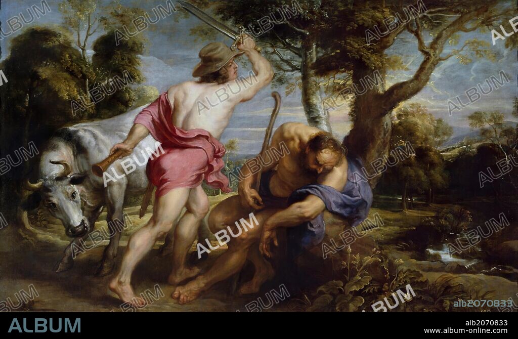 PETER PAUL RUBENS (y taller). Pedro Pablo Rubens (y taller) / 'Mercurio y Argos', 1636-1637, Escuela Flamenca, Óleo sobre Lienzo, 180 cm x 298 cm, P01673.
