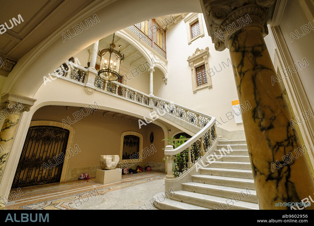 Juan March Foundation Museum, staircase of the former manor house Can Gallard del Canyar, 17th century, Palma, Mallorca, Balearic Islands, Spain, Europe.