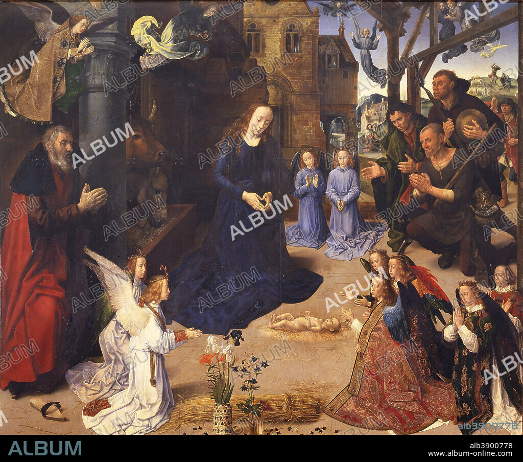 HUGO VAN DER GOES. Trittico Portinari / The Portinari Triptych. Date/Period: From 1477 until 1478. Painting. Oil on panel. Height: 253 cm (99.6 in); Width: 586 cm (19.2 ft).