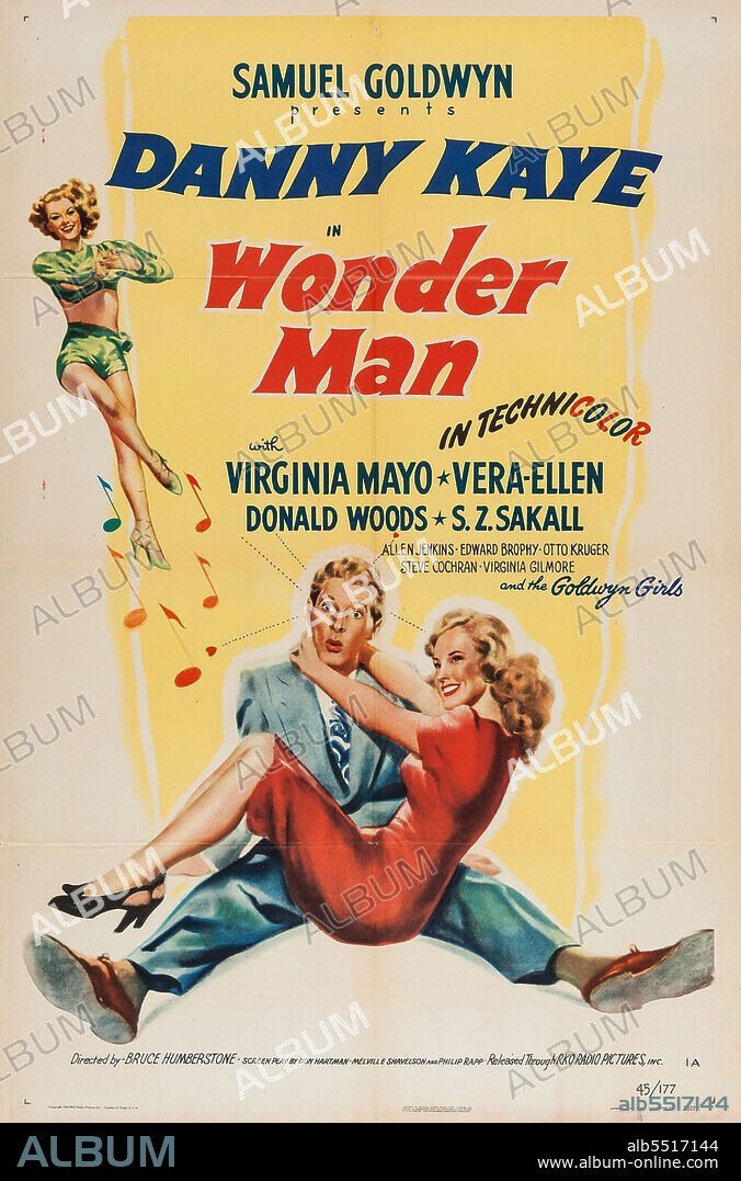 DANNY KAYE y VIRGINIA MAYO en UN HOMBRE FENOMENO, 1945 (WONDER MAN), dirigida por H. BRUCE HUMBERSTONE. Copyright GOLDWYN/RKO.