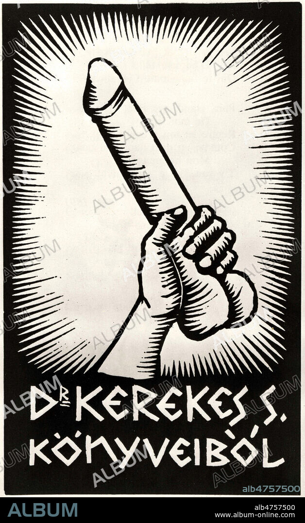 Main brandissant un sexe masculin en erection. Dessin pornographique anonyme vers 1920, reprenant la forme d'un ex-voto. Credit : Collection KHARBINE-TAPABOR.