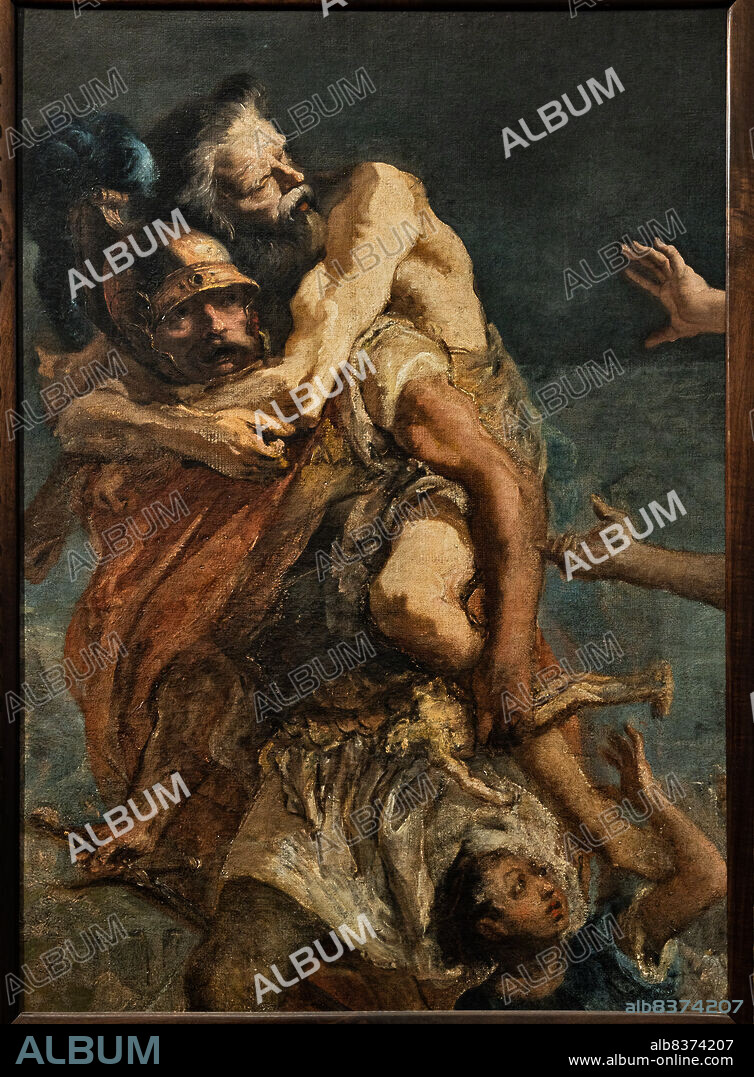 Aeneas, Anchises and Ascanius, by Giandomenico Tiepolo, about 1773, oil painting on canvas.