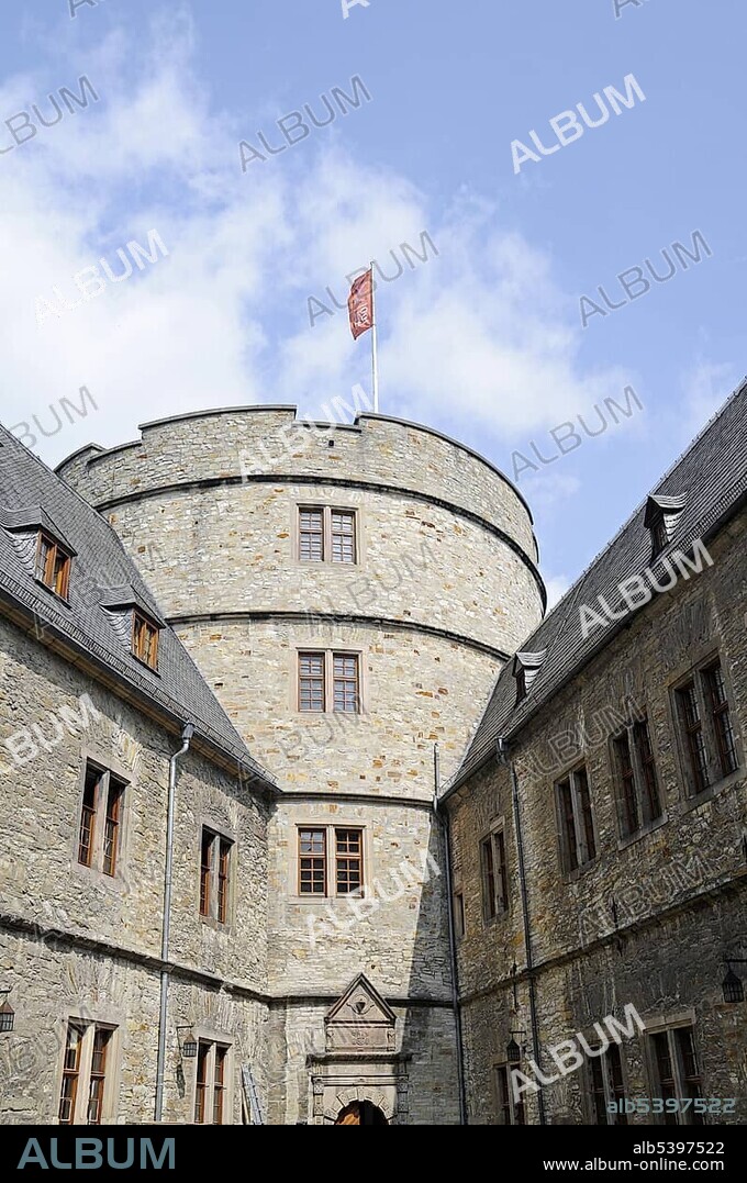 North Tower, Wewelsburg, triangular castle, former Nazi cult and terror center of the SS, today historical museum, hostel, Bueren, Paderborn, North Rhine-Westphalia, Germany, Europe.