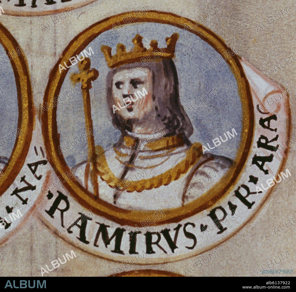 ALONSO DE CARTAGENA. GENEALOGIA DE LOS REYES DE ESPAÑA - RAMIRO I REY DE ARAGON - MINIATURA DEL S XVI - (CONJ 99483).