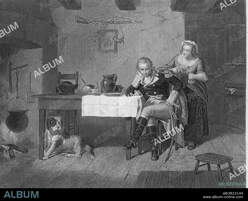 "Take it, you will need it, and I can do without the money." Engraving entitled "Female Patriotism", based on a painting by Alonzo Chappel. A woman named Elizabeth Maxwell Steele ran an inn in Salisbury, North Carolina, and it is said that when General Nathanael Greene stopped at her inn (February 1, 1781) she over heard him say to another boarder that he was tired and had no money. Mrs. Steele offered two bags of specie (coin as opposed to paper currency) in hopes of cheering him up. Nathanael Greene (1742-1786) was a major general of the Continental Army in the American Revolutionary War. When the war began, Greene was a militia private, the lowest rank possible; he emerged from the war with a reputation as George Washington's most gifted and dependable officer.