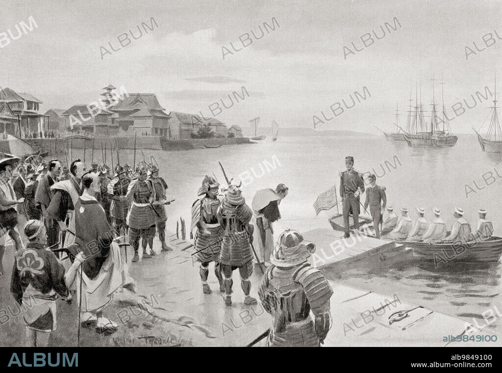 The landing of Admiral Perry in Tokio Harbour,Japan, July 8th, 1853. Matthew Calbraith Perry, 1794 Ã¢â‚¬â€œ 1858. Commodore of the United States Navy who played a leading role in the opening of Japan to the West with the Convention of Kanagawa in 1854. From Hutchinson's History of the Nations, published 1915.