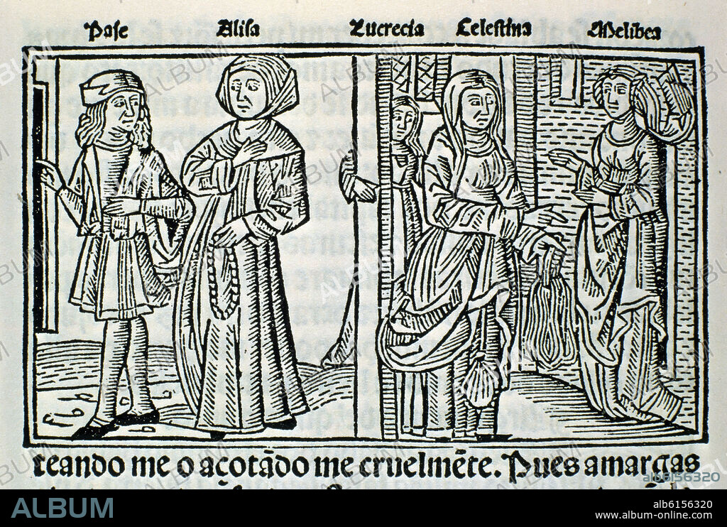 FERNANDO DE ROJAS (1470-1541). GRABADO DE LA CELESTINA IMPRESO EN BURGOS EN 1499.
