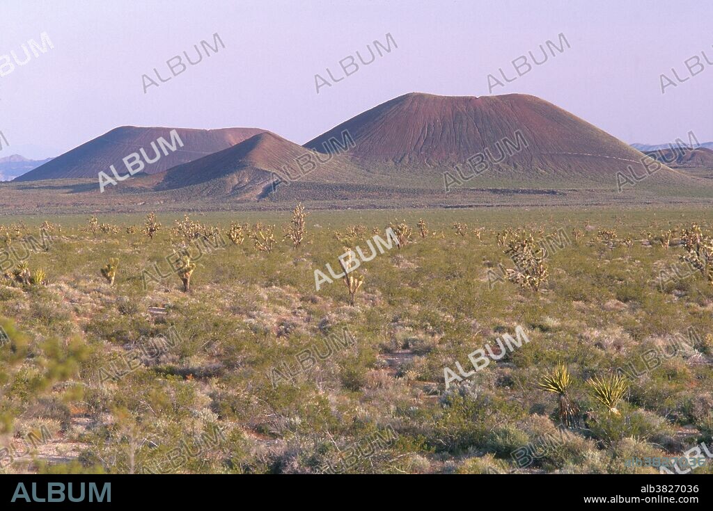 Volcanic cinder cones, over 1,000 years old, in Mojave National Preserve, California.