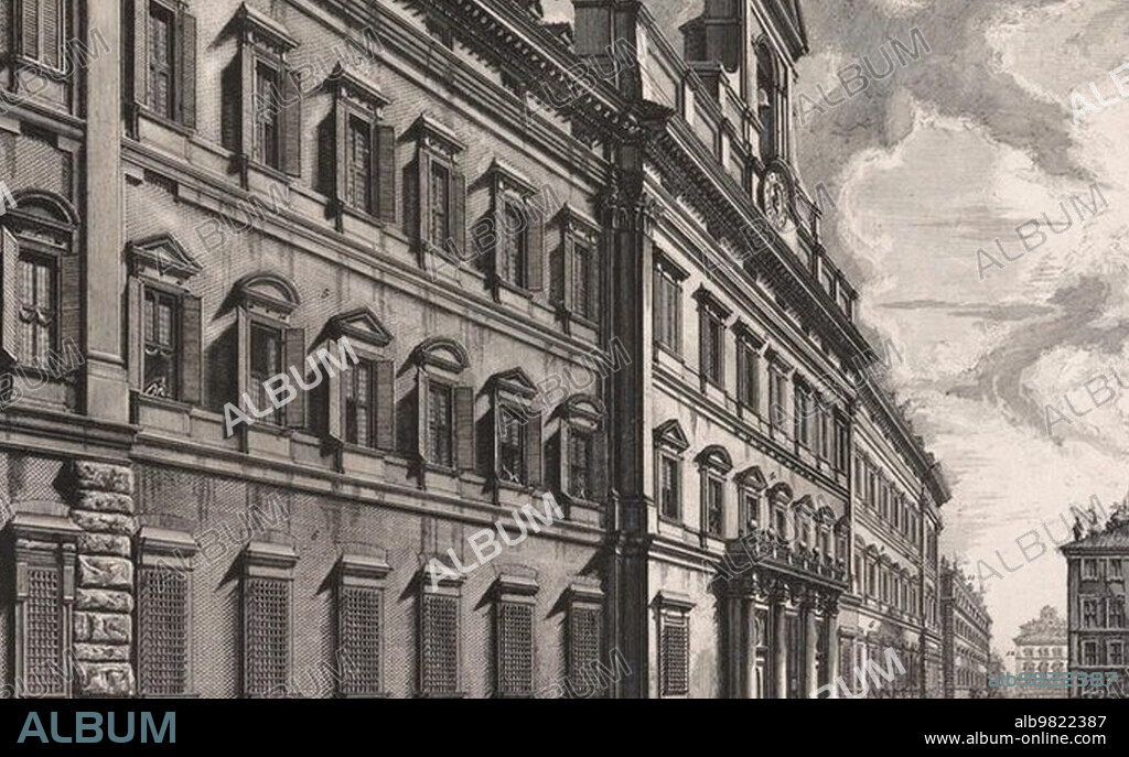 Ancient Rome; Palazzo Montecitorio; Palazzo di Montecitorio; a palace in Rome and since 1871 the seat of the Chamber of Deputies of the Italian Parliament; 1770; Italy; Historic; digitally restored reproduction from an original of the period; Europe.