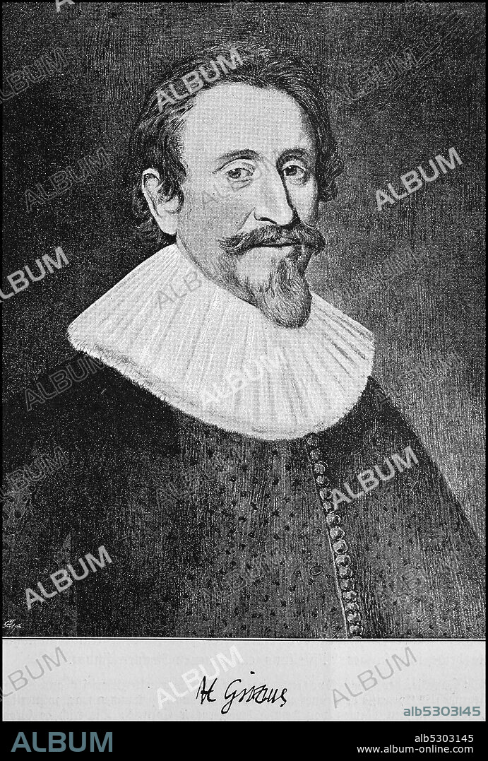 Hugo Grotius, Huigh or Hugo de Groot, 10 April 1583 - August 28, 1645, was a political philosopher, Reformed theologian, jurist and earlier reconnaissance  /  Hugo Grotius, Huigh oder Hugo de Groot, 10. April 1583 - 28. August 1645, war ein politischer Philosoph, reformierter Theologe, Rechtsgelehrter und früher Aufklärer, Historisch, historical, digital improved reproduction of an original from the 19th century / digitale Reproduktion einer Originalvorlage aus dem 19. Jahrhundert,.