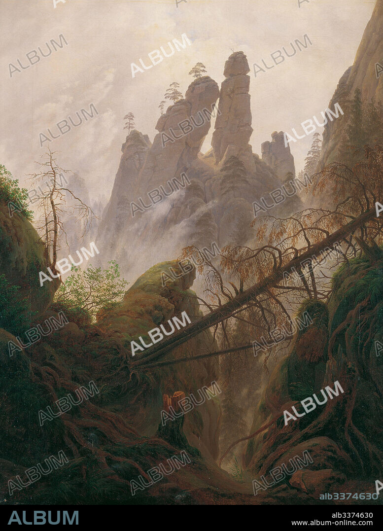 CASPAR DAVID FRIEDRICH. Rocky Landscape in the Elbe Sandstone Mountains.