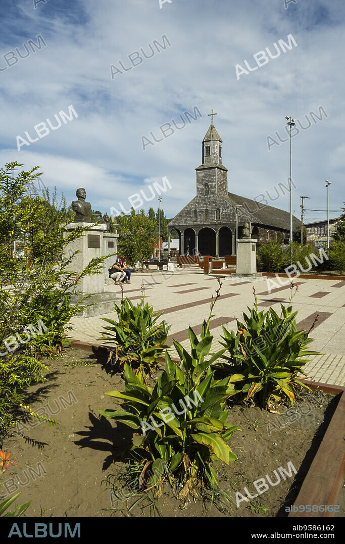 Iglesia Santa María de Loreto ,Achao, 1740, Monumento Nacional de Chile, Patrimonio de la Humanidad por la Unesco, archipiélago de Chiloé ,provincia de Chiloé ,región de Los Lagos,Patagonia, República de Chile,América del Sur.