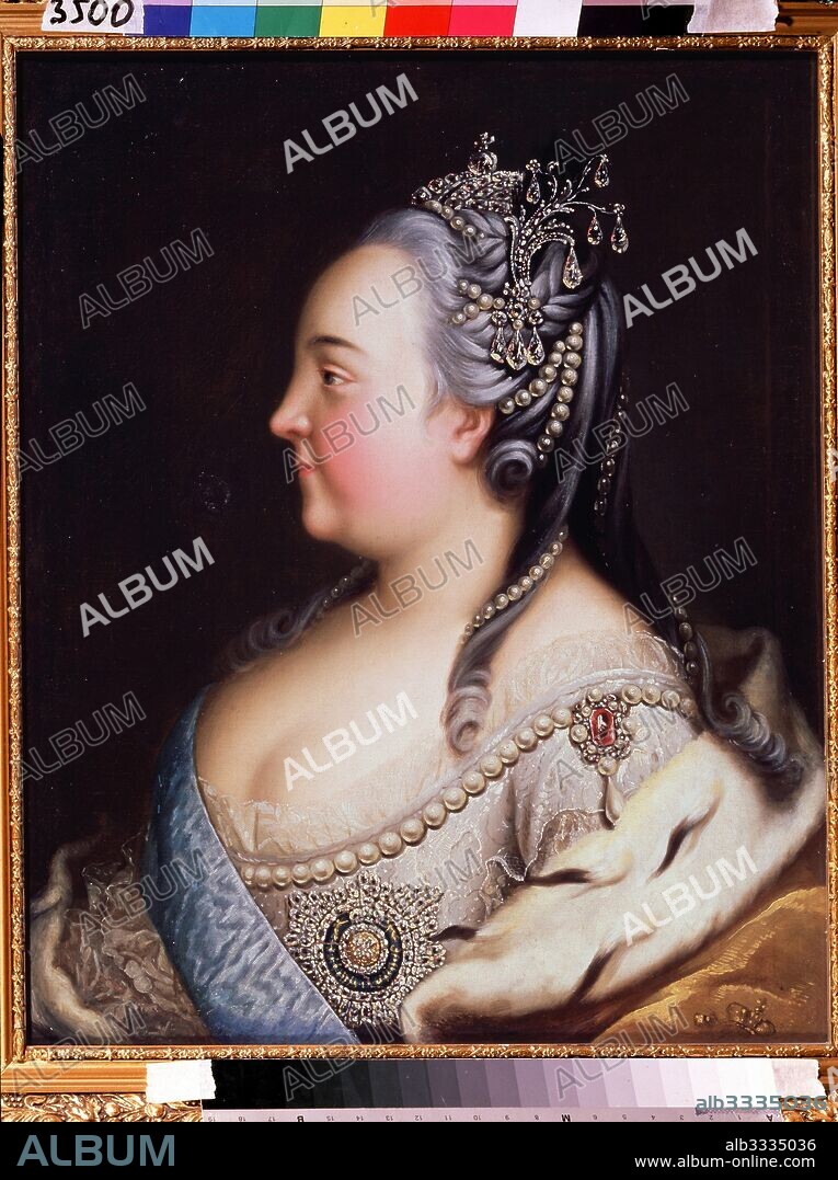HEINRICH BUCHHOLZ. Portrait of Empress Elisabeth (1709-1762) with Pearles.