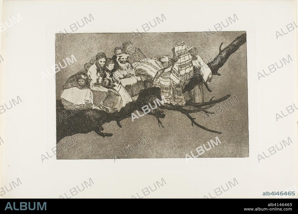 FRANCISCO DE GOYA. To Go Amongst the Branches, i.e. to talk through one's hat, plate three from Los Proverbios. Francisco José de Goya y Lucientes; Spanish, 1746-1828. Date: 1815-1824. Dimensions: 212 × 323 mm (image); 244 × 352 mm (plate); 331 × 497 mm (sheet). Etching, aquatint, and drypoint on ivory wove paper. Origin: Spain.
