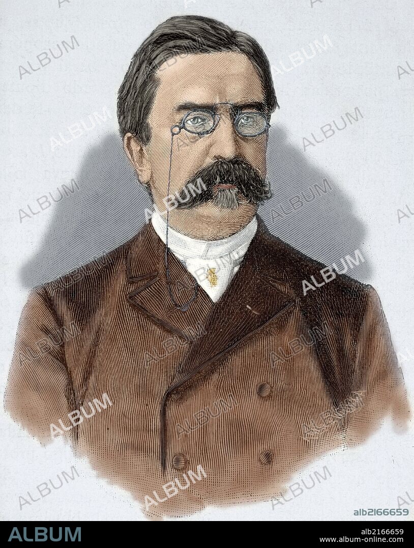 Karl Heinrich von Boetticher (1833-1907). Político conservador alemán y estadista. Se desempeñó como secretario de Gobernación (1880-1897) y Vice Canciller de Alemania (1881-1897). Grabado coloreado de "La Historia Universal", 1885.
