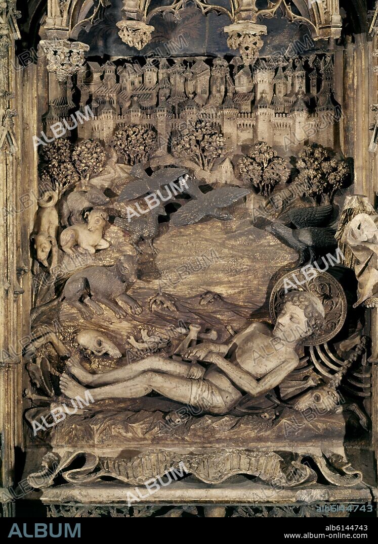 HANS SUABIA / PERE JOAN. DETALLE DEL RETABLO MAYOR DE LA SEO DE ZARAGOZA - SIGLO XV.