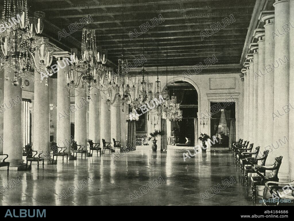 'The Marble Hall, Government House', 1925. From British Government in India, Volume One, by Lord Curzon of Kedleston. [Cassell and Company Ltd, London, New York, Toronto and Melbourne, 1925].