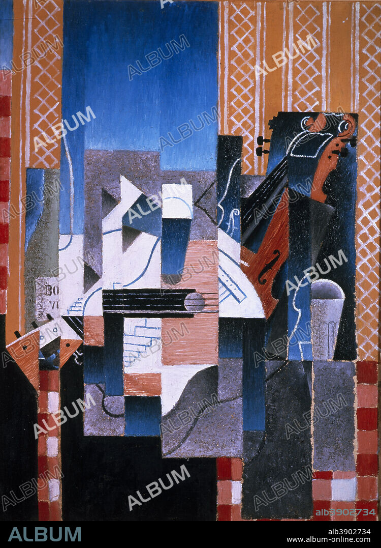 JUAN GRIS. Violon et guitare / Violin and Guitar. Date/Period: 1913. Painting. Oil on canvas. Height: 81 cm (31.8 in); Width: 60 cm (23.6 in).