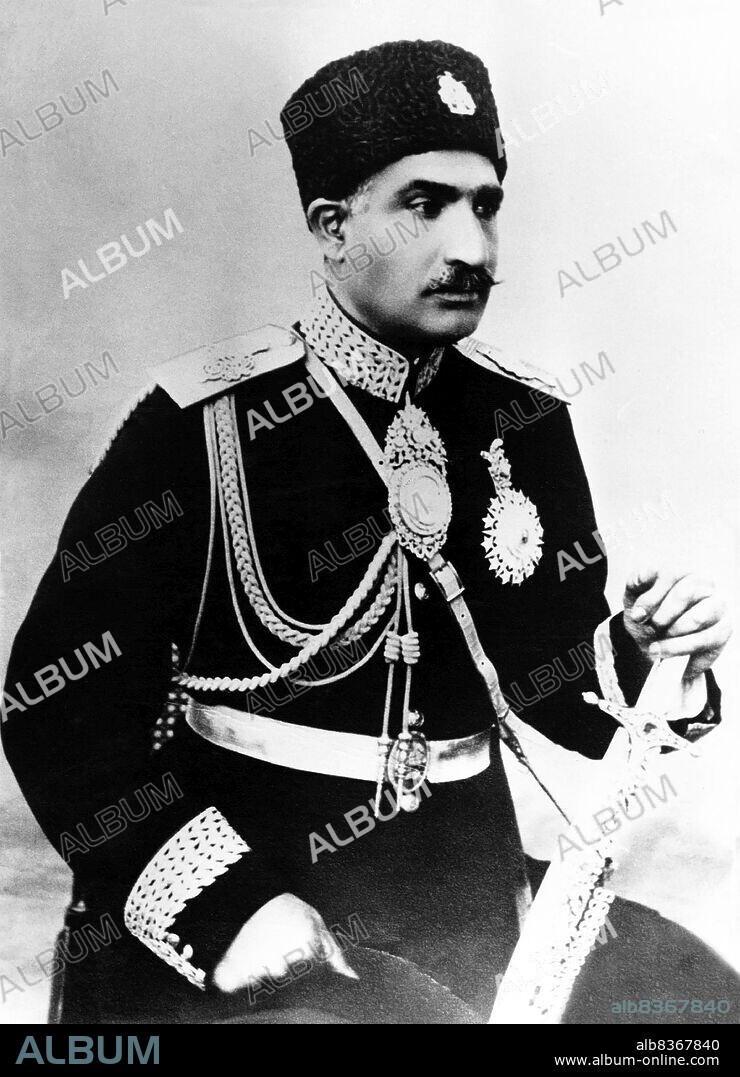 Iran: Reza Shah Pahlavi (1878-1944), during his time as Minister of War, c. 1921-1923. He was born in the village of Alasht in 1878 and joined the Persian Cossack Brigade when he turned sixteen, rising to become a Brigadier General, the only Iranian commander in its history. Under British direction, Reza helped orchestrate a coup in 1921 that overthrew the previous government, naming himself Minister of War and Sardar Sepah (Commander-in-Chief of the Army). He became Prime Minister in 1923, and later was appointed as Shah and Iran's legal monarch in 1925, founding the Pahlavi Dynasty.