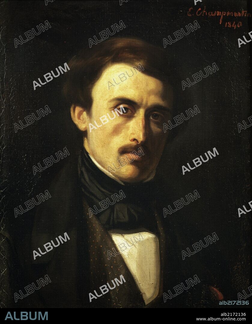 Portrait of Paul-Emile Botta (1802-1870), Italian-born French archaeologist, by Charles-Emile Callande de Champmartin (1797-1883), oil on canvas, France, 19th century.
