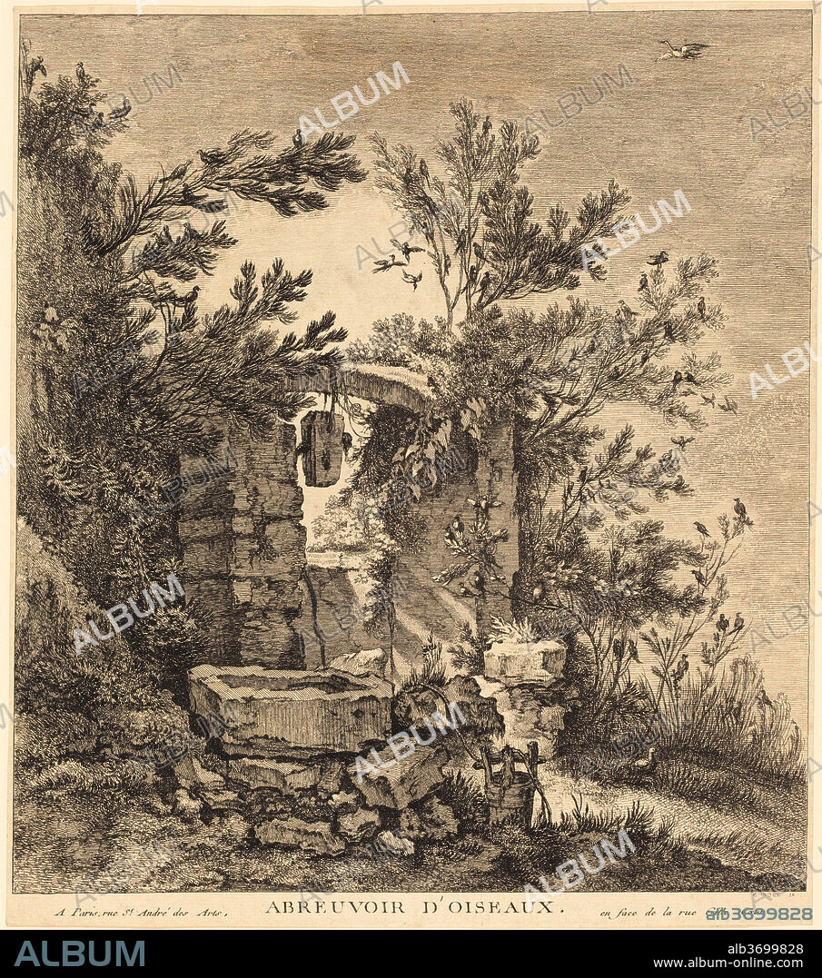QUENTIN-PIERRE CHEDEL AFTER FRANçOIS BOUCHER. Abreuvoir d'oiseaux (The Birds' Watering Place). Dated: 1754. Dimensions: sheet (trimmed within plate mark): 33.8 x 29.6 cm (13 5/16 x 11 5/8 in.). Medium: etching on laid paper.