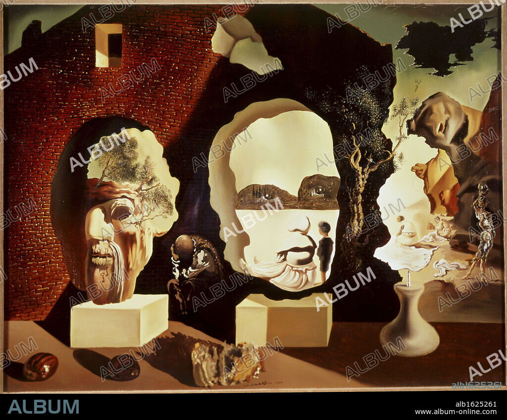 SALVADOR DALÍ. Old age, adolescence and infancy (Three Age) by Salvador Dali, oil on canvas, 1940, 1904-1989, USA, Florida, St. Petersburg, Salvador Dali Museum.