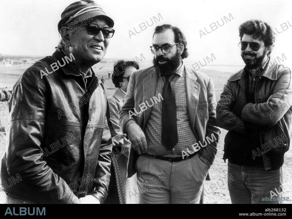 AKIRA KUROSAWA, FRANCIS FORD COPPOLA and GEORGE LUCAS in KAGEMUSHA THE SHADOW WARRIOR, 1980 (KAGEMUSHA), directed by AKIRA KUROSAWA. Copyright TOHO.